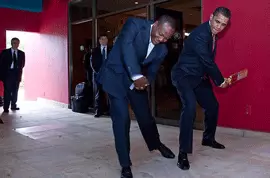 Brian Lara with President Obama